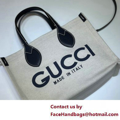 Gucci Mini tote bag with Gucci print 772144 in Beige/Blue cotton linen canvas 2025