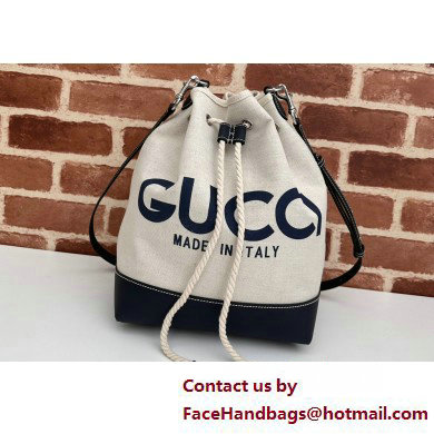 Gucci Small shoulder bag with Gucci print 772856 in Beige/Blue cotton linen canvas 2025