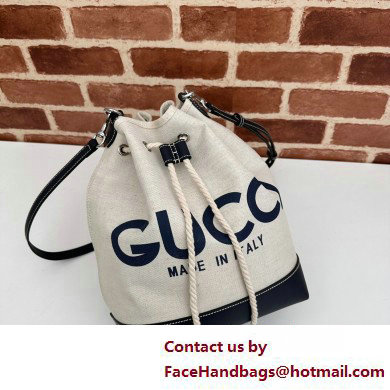 Gucci Small shoulder bag with Gucci print 772856 in Beige/Blue cotton linen canvas 2025