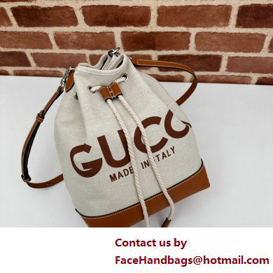 Gucci Small shoulder bag with Gucci print 772856 in Beige/Brown cotton linen canvas 2025