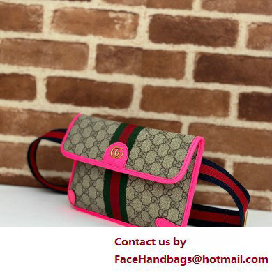 Gucci Web Ophidia GG small belt Bag 752597 Beige/Fuchsia 2025