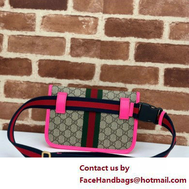 Gucci Web Ophidia GG small belt Bag 752597 Beige/Fuchsia 2025