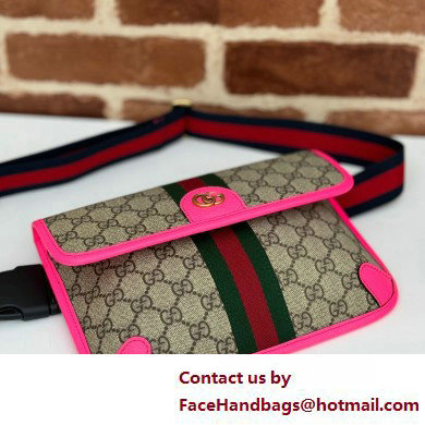 Gucci Web Ophidia GG small belt Bag 752597 Beige/Fuchsia 2025