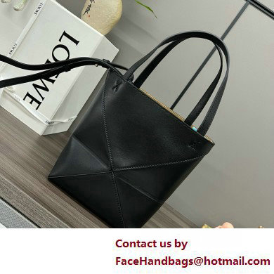 LOEWE Mini Puzzle Fold Tote in shiny calfskin 052322 black 2025