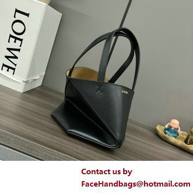 LOEWE Mini Puzzle Fold Tote in shiny calfskin 052322 black 2025