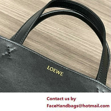 LOEWE Mini Puzzle Fold Tote in shiny calfskin 052322 black 2025