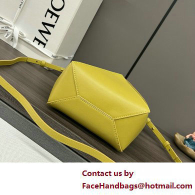 LOEWE Mini Puzzle Fold Tote in shiny calfskin 052322 lemon yellow 2025