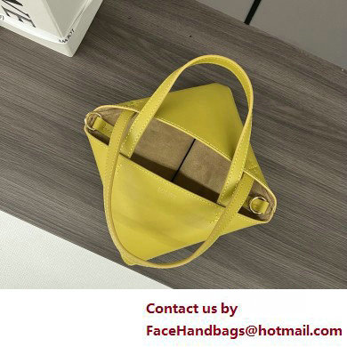 LOEWE Mini Puzzle Fold Tote in shiny calfskin 052322 lemon yellow 2025