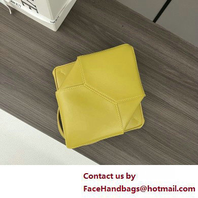 LOEWE Mini Puzzle Fold Tote in shiny calfskin 052322 lemon yellow 2025