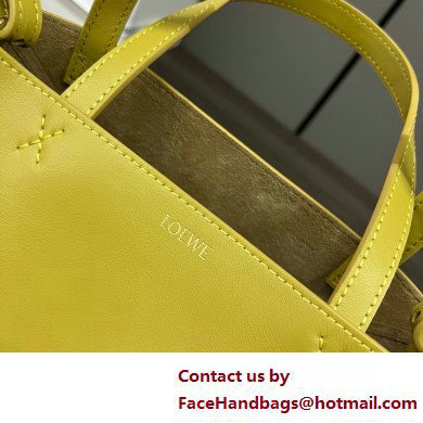 LOEWE Mini Puzzle Fold Tote in shiny calfskin 052322 lemon yellow 2025