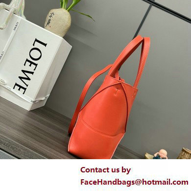 LOEWE Mini Puzzle Fold Tote in shiny calfskin 052322 orange 2025