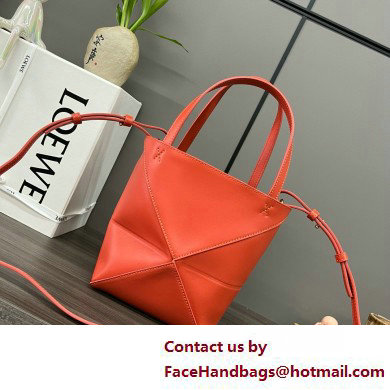 LOEWE Mini Puzzle Fold Tote in shiny calfskin 052322 orange 2025