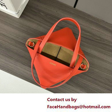 LOEWE Mini Puzzle Fold Tote in shiny calfskin 052322 orange 2025