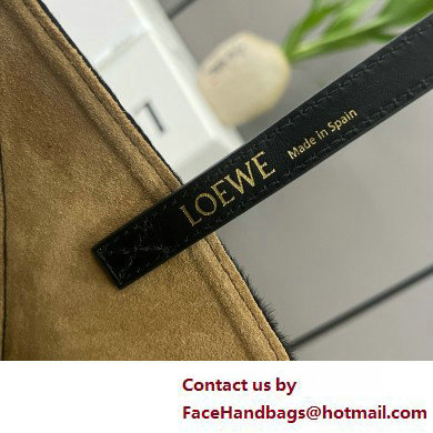 LOEWE Puzzle Fold Tote in black suede leather 052316 2025