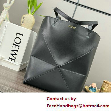 LOEWE Puzzle Fold Tote in shiny calfskin 052316 black 2025