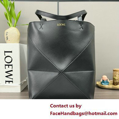 LOEWE Puzzle Fold Tote in shiny calfskin 052316 black 2025