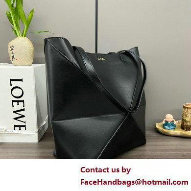 LOEWE Puzzle Fold Tote in shiny calfskin 052316 black 2025