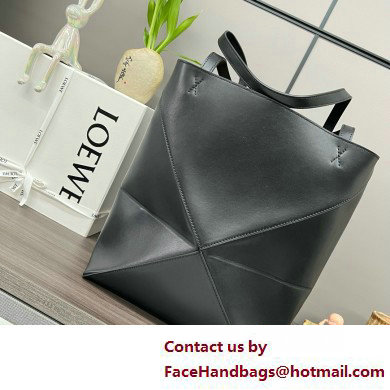 LOEWE Puzzle Fold Tote in shiny calfskin 052316 black 2025