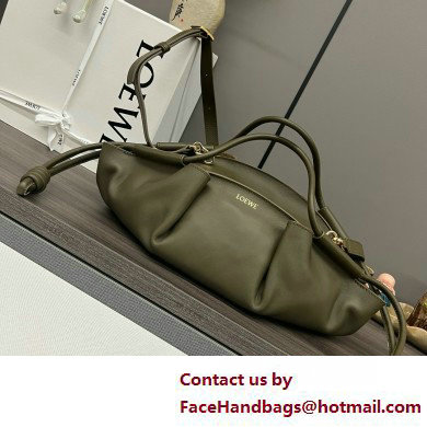 LOEWE Small Paseo bag in shiny nappa calfskin Dark Khaki Green 2025