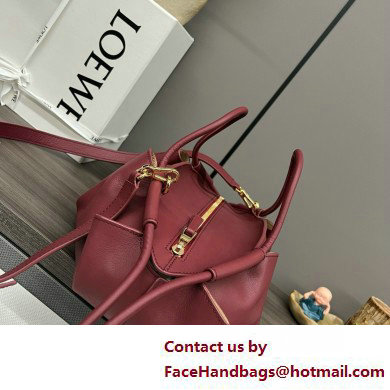 LOEWE Small Paseo bag in shiny nappa calfskin burgundy 2025