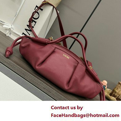 LOEWE Small Paseo bag in shiny nappa calfskin burgundy 2025