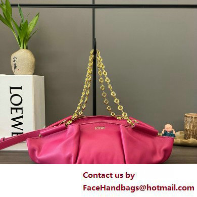 LOEWE Small Paseo bag in shiny nappa calfskin with chain fuchsia 2025 - Click Image to Close