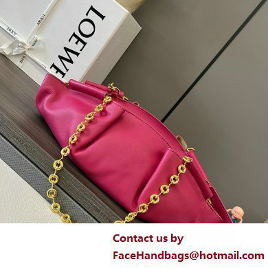 LOEWE Small Paseo bag in shiny nappa calfskin with chain fuchsia 2025