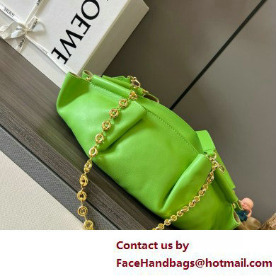 LOEWE Small Paseo bag in shiny nappa calfskin with chain green 2025