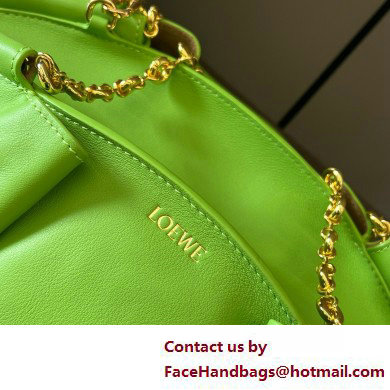 LOEWE Small Paseo bag in shiny nappa calfskin with chain green 2025