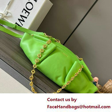 LOEWE Small Paseo bag in shiny nappa calfskin with chain green 2025