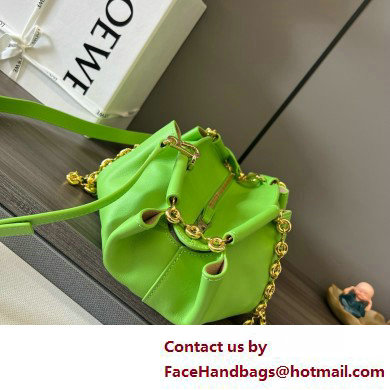 LOEWE Small Paseo bag in shiny nappa calfskin with chain green 2025