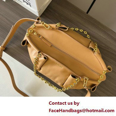 LOEWE Small Paseo bag in shiny nappa calfskin with chain warm desert 2025