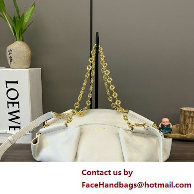 LOEWE Small Paseo bag in shiny nappa calfskin with chain white 2025