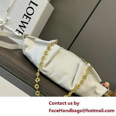 LOEWE Small Paseo bag in shiny nappa calfskin with chain white 2025