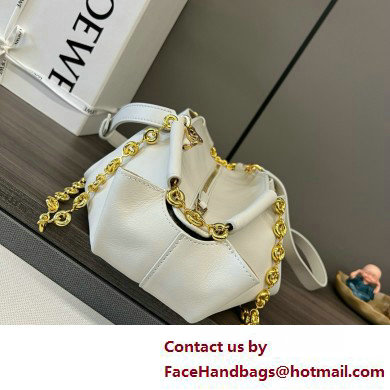 LOEWE Small Paseo bag in shiny nappa calfskin with chain white 2025