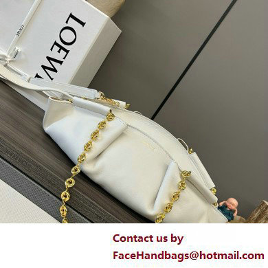 LOEWE Small Paseo bag in shiny nappa calfskin with chain white 2025