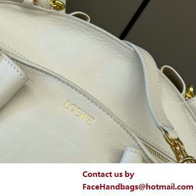 LOEWE Small Paseo bag in shiny nappa calfskin with chain white 2025