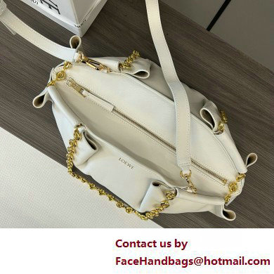 LOEWE Small Paseo bag in shiny nappa calfskin with chain white 2025