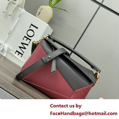 LOEWE Small Puzzle bag in classic calfskin Chocolate/Burgundy 2025