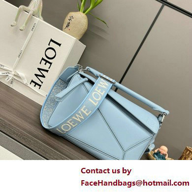 LOEWE Small Puzzle bag in satin calfskin sky blue 2025