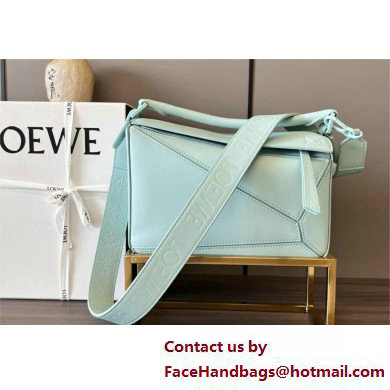 LOEWE Small Puzzle bag in satin calfskin sky blue 2025