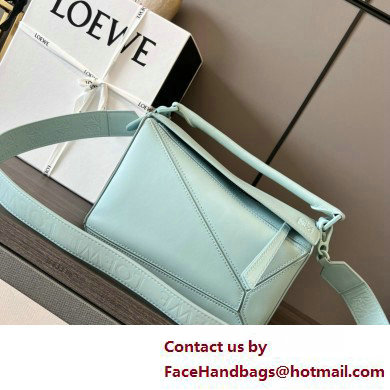 LOEWE Small Puzzle bag in satin calfskin sky blue 2025