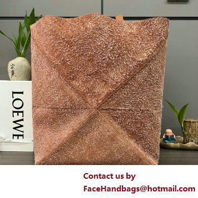 LOEWE large Puzzle Fold Tote in pink suede leather 2025 - Click Image to Close