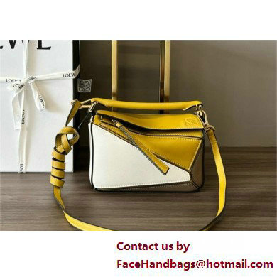 Loewe Mini Puzzle bag in classic calfskin Ochre/Soft White 2025 - Click Image to Close