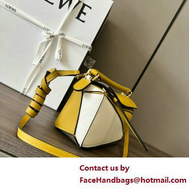 Loewe Mini Puzzle bag in classic calfskin Ochre/Soft White 2025