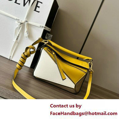 Loewe Mini Puzzle bag in classic calfskin Ochre/Soft White 2025