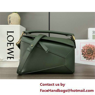 Loewe Mini Puzzle bag in classic calfskin bottle green 2025