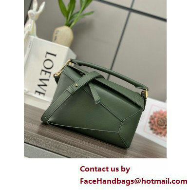 Loewe Mini Puzzle bag in classic calfskin bottle green 2025