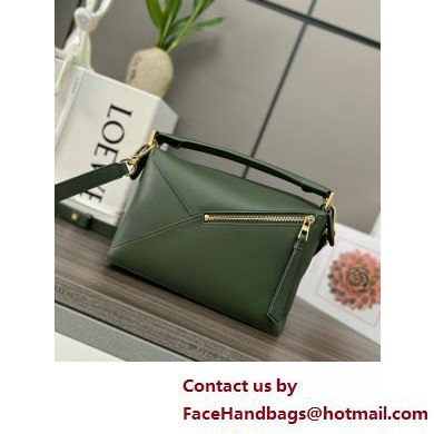 Loewe Mini Puzzle bag in classic calfskin bottle green 2025