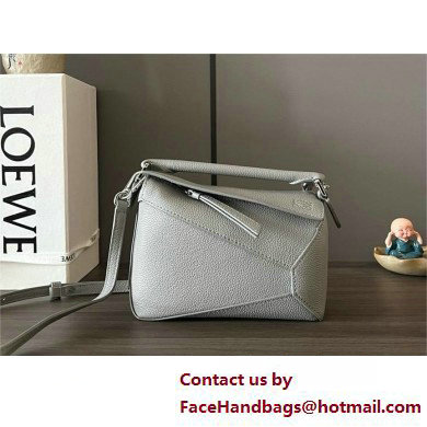 Loewe Mini Puzzle bag in soft grained calfskin pearl gray 2025